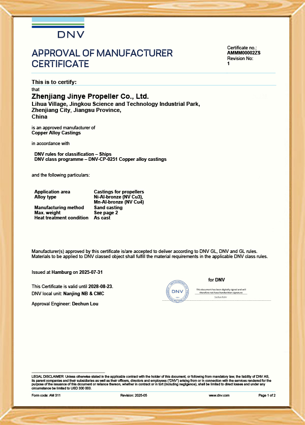 Certificat DNV